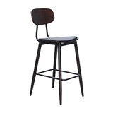 DURAFURN AUSTIN CHAIR BARSTOOL BLACK PU VINYL SEAT WENGE BACKREST 500 X 555 X 750MM