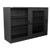STEELCO GLASS SLIDING DOOR CUPBOARD 2 SHELF 1015 X 1500 X 465MM GRAPHITE RIPPLE