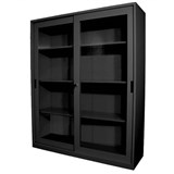 STEELCO GLASS SLIDING DOOR CUPBOARD 3 SHELVES 1830 X 1500 X 465MM GRAPHITE RIPPLE