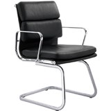MANTA VISITOR CHAIR CANTILEVER BASE MEDIUM BACK ARMS LEATHER BLACK