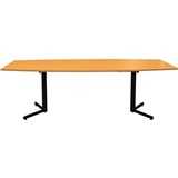 OM BOARDROOM TABLE BOAT SHAPED 2400 X 1200MM BEECHBLACK