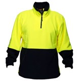 PRIME MOVER MF115 HIVIS POLAR FLEECE JUMPER LONG SLEEVE 14 ZIP 2TONE YELLOW NAVY SMALL