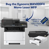 KYOCERA MA4000FX MONO LASER MULTIFUNCTION PRINTER BLACK WITH BONUS PF1100 PAPER TRAY AND BONUS TK1274 TONER