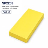 WRITER STICKY STRIPS 75 X 125MM 100 SHEETS PASTEL YELLOW PACK 12