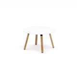 OLG PLANTATION ROUND TABLE 4 LEG BLACK HOUSING 1200MM WHITE TOPOAK LEGS