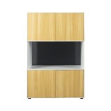 STEELCO 3 TIER 1 OPEN SHELF 2 DOORS CABINET 1200 X 800 X 450MM NATURAL BEECH