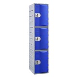 STEELCO HEAVY DUTY HDPE LOCKER 3 TIER FULL HEIGHT 1800 X 385 X 500MM