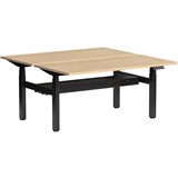 OLG KLASS 3C2M ELECTRIC 2PERSON DSD WORKSTATION WITH CABLE MANAGEMENT 1500 X 750MM BLACK FRAME SMOOTH NEW OAK
