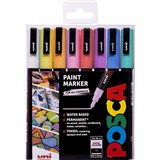 POSCA PC3M PAINT MARKER BULLET FINE 13MM ASSORTED PASTEL COLOURS PACK 8