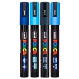 POSCA PC5M PAINT MARKER BULLET MEDIUM 25MM ASSORTED BLUE WALLET 4