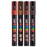 POSCA PC5M PAINT MARKER BULLET MEDIUM 25MM ASSORTED BROWN PACK 4