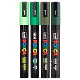 POSCA PC5M PAINT MARKER BULLET MEDIUM 25MM ASSORTED GREEN PACK 4