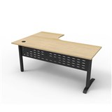 RAPID SPAN DELUXE CORNER WORKSTATION WITH METAL MODESTY PANEL 1800 X 1200 X 730MM NATURAL OAKBLACK