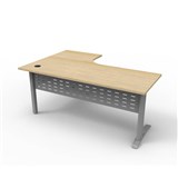 RAPID SPAN DELUXE CORNER WORKSTATION WITH METAL MODESTY PANEL 1800 X 1200 X 730MM NATURAL OAKSILVER