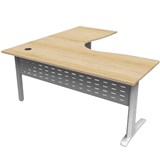 RAPID SPAN DELUXE CORNER WORKSTATION METAL MODESTY PANEL 1800 X 1500 X 730MM NATURAL OAKSILVER