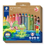 STAEDTLER NORIS 140 JUNIOR 3IN1 COLOURING PENCILS ASSORTED BOX 12 HANGSELL