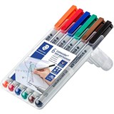 STAEDTLER 311 LUMOCOLOR NONPERMANENT MARKER BULLET SUPERFINE 04MM ASSORTED WALLET 6