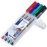 STAEDTLER 312 LUMOCOLOR NONPERMANENT MARKER CHISEL BROAD 25MM ASSORTED PACK 4