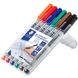 STAEDTLER 312 LUMOCOLOR NONPERMANENT MARKER CHISEL BROAD 25MM ASSORTED PACK 6