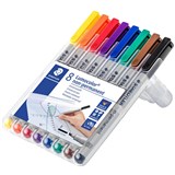 STAEDTLER 312 LUMOCOLOR NONPERMANENT MARKER CHISEL BROAD 25MM ASSORTED PACK 8