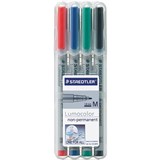 STAEDTLER 315 LUMOCOLOR NONPERMANENT MARKER BULLET MEDIUM 10MM ASSORTED WALLET 4