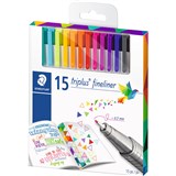 STAEDTLER 334 TRIPLUS FINELINE PEN ASSORTED PACK 15