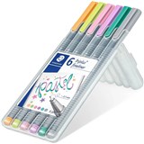 STAEDTLER 334 TRIPLUS FINELINE PEN PASEL COLOURS PACK 6