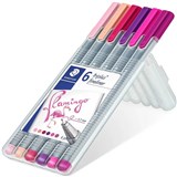 STAEDTLER 334 TRIPLUS FINELINE PEN FLAMINGO COLOURS PACK 6