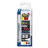 STAEDTLER LUMOCOLOUR 344 CHALK MARKER 24MM ASSORTED PACK 4