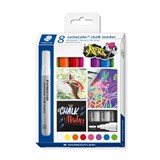 STAEDTLER LUMOCOLOUR 344 CHALK MARKER 24MM ASSORTED PACK 8