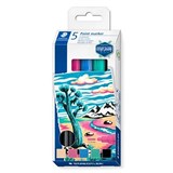 STAEDTLER LUMOCOLOUR 349 PAINT MARKER 24MM ASSORTED PACK 5