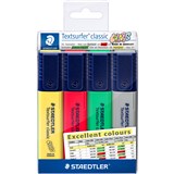 STAEDTLER 364 TEXTSURFER CLASSIC HIGHLIGHTER CHISEL EXCELLENT COLOURS ASSORTED PACK 4