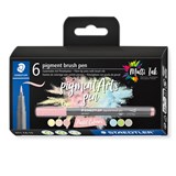 STAEDTLER PIGMENT BRUSH PEN 371 PASTEL COLOURS PACK 6