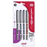 UNIBALL EYE FINE ROLLERBALL PENS 07MM ASSORTED PACK 4