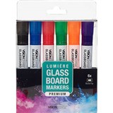 VISIONCHART LUMIERE GLASSBOARD MARKER BULLET ASSORTED PACK 6