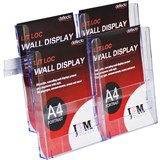 DEFLECTO LITLOC BROCHURE HOLDER WALL DISPLAY 2TIER 4 X A4 CLEAR