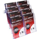 DEFLECTO LITLOC BROCHURE HOLDER WALL DISPLAY 4TIER 8 X A4 CLEAR