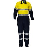 PRIME MOVER MA931 REGULAR WEIGHT COVERALL WITH METAL STUD CLOSURE AND TAPE 2TONE YELLOW NAVY 97ST