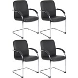MONACO VISITORS CHAIR CANTILEVER BASE ARMS PU BLACK SET 4